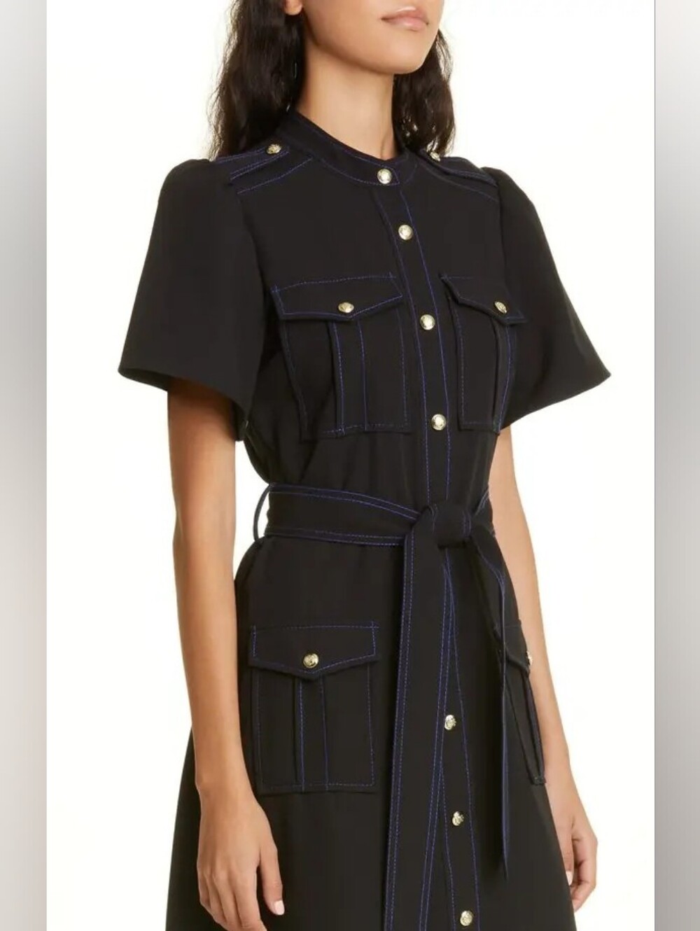 Derek Lam Dress Judy Black Short Sleeve Utility Size 16